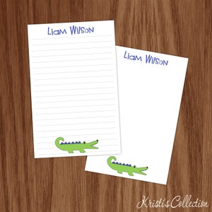 Alligator Notepad | Boys Personalized Preppy Crocodile Gifts | Custom Lined Stationery for Kids