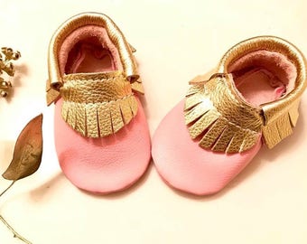 baby pink moccasins