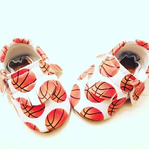 Basketball print Baby Moccasins, Basketball Baby shoes, Basketball sports shoes, Basketball Birthday