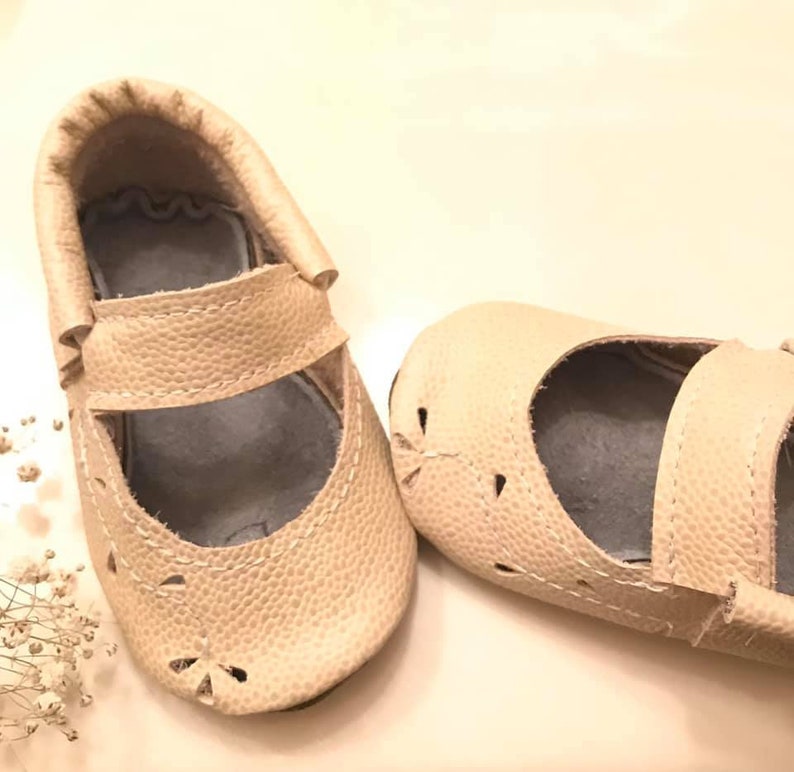 Cream Leather Baby Moccasins Mary Janes Moccasins With Etsy