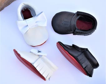 Mocasines para bebé, mocasines con suela roja, mocasines con suela roja, mocasines de piel auténtica