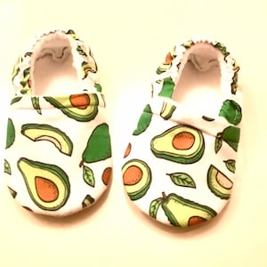 Baby Booties, Avocado shoes, Avocado Print shoes ( Prints may vary), Crib shoes, Baby shoes, Baby Gifts, Avocado baby shoes image 1