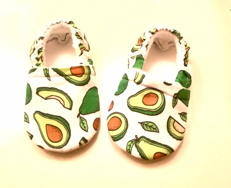Baby Booties, Avocado shoes, Avocado Print shoes ( Prints may vary), Crib shoes, Baby shoes, Baby Gifts, Avocado baby shoes image 1