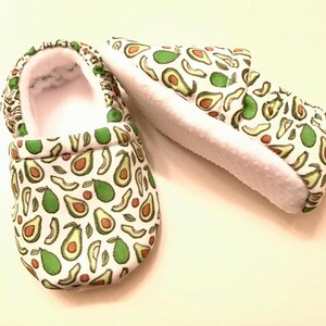 Baby Booties, Avocado shoes, Avocado Print shoes ( Prints may vary), Crib shoes, Baby shoes, Baby Gifts, Avocado baby shoes image 3