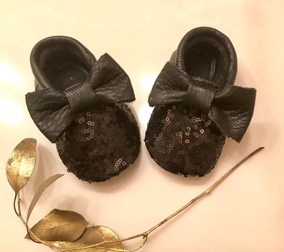 black sequin moccasins