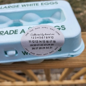 Collected by Hand on: Egg Carton Date Sticker