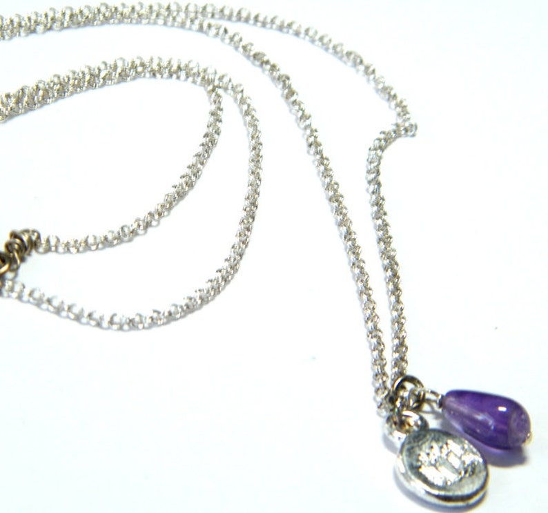 Amethyst teardrop necklace Birthstone Necklace Amethyst Lotus Necklace Amethyst Necklace Lotus Charm Necklace