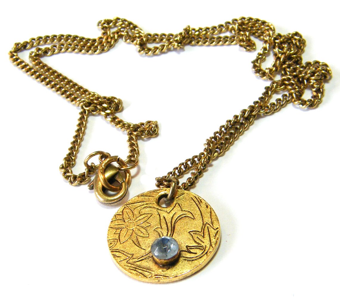 Gold Charm Necklace Charm Necklace Round Charm Necklace Etsy