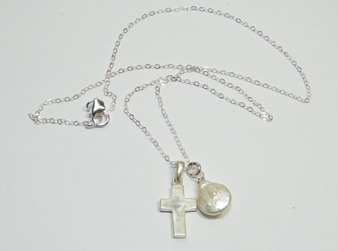 Sterling Silver Cross Necklace Cross Necklace Charm Etsy