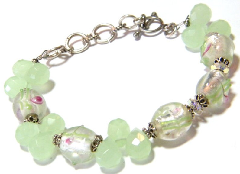 Green Bead Bracelet Statement Bracelet Glass Bead Bracelet Etsy