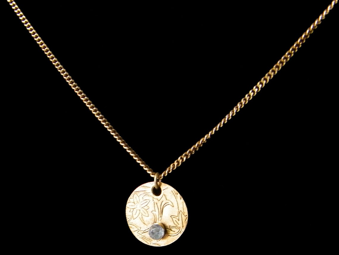 Gold Charm Necklace Charm Necklace Round Charm Necklace Etsy