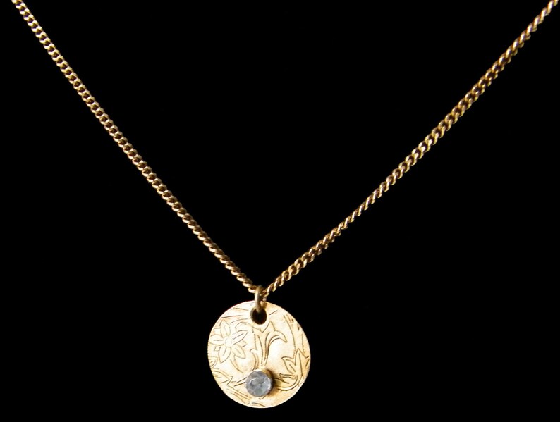 Gold Charm Necklace Charm Necklace Round Charm Necklace Etsy