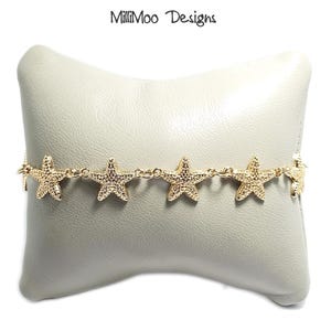 Gold Plated Starfish Bracelet: Beach Boho Jewelry