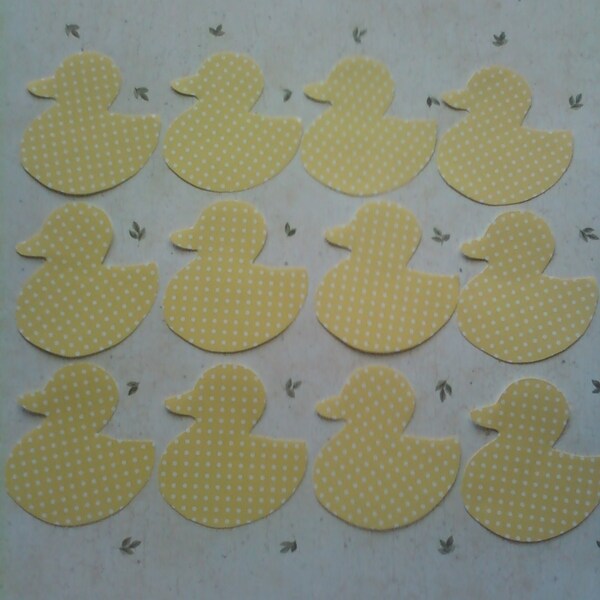 Handcut Paper Duck Shapes, One Dozen, Yellow with White Polka Dots