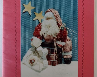 All Gathered Up Vintage Pattern to Make "Down The Chimney" Stuffed Santa Decoration