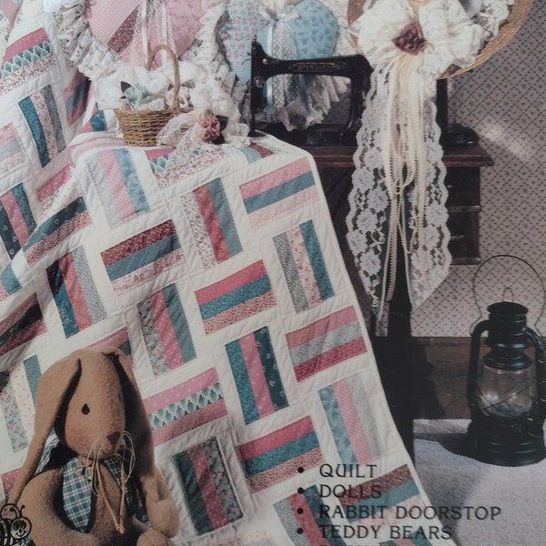 Days Gone By Vintage Book with a Variety of Sewing Projects: Quilt, Dolls, Rabbit Doorstop, Teddy Bears, Hat, Pillows