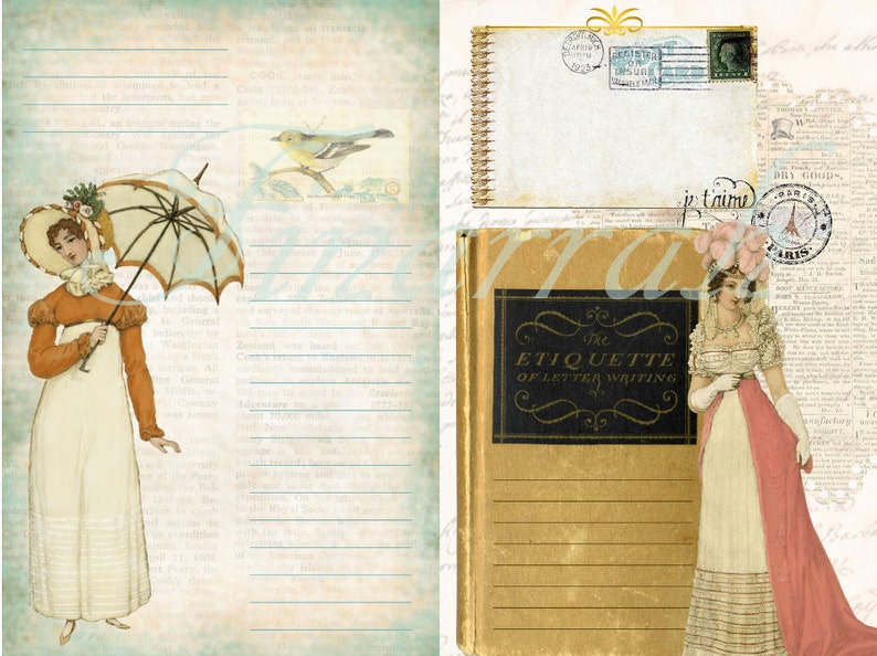 Digital Download Jane Austen Regency Era Journal Pages 5 sheets