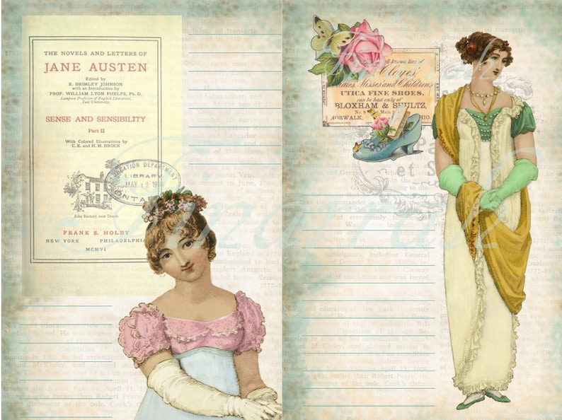 Digital Download Jane Austen Regency Era Journal Pages 5 sheets