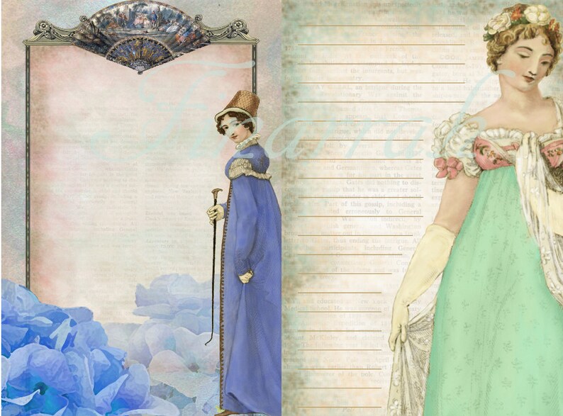 Digital Download Jane Austen Regency Era Journal Pages 5 sheets