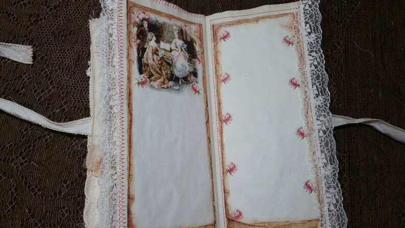 Fabric Covered Journal with Vintage Court Scenes image 5