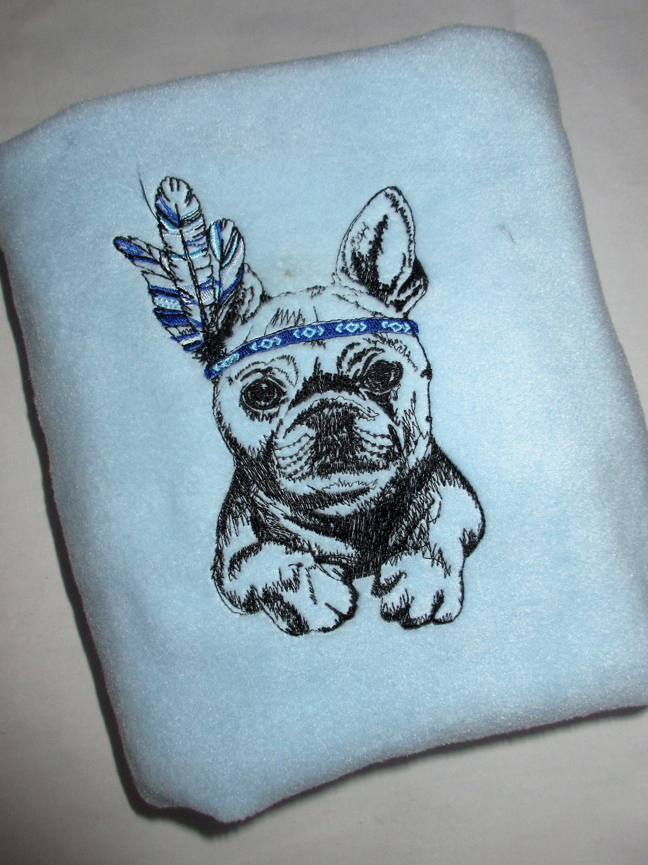 Personalised french bulldog puppy blue blanket embroidered Etsy