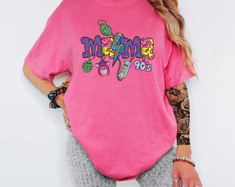 Nineties Mama Shirt Retro Graphic Tee Pink Nostalgia Tshirt Vintage Tamagotchi Furby Design Throwback Clothing Mom Gift Birthday Present