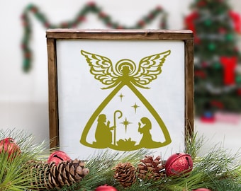 Angel nativity vinyl decal - DIY Christmas crafts to make - vinyl decals for Christmas - Christmas decals for glass blocks - MCW06