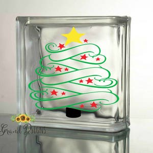 Christmas tree vinyl decal Christmas decals for glass blocks vinyl decals for Christmas DIY Christmas crafts to make LL086 image 1