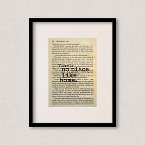 Wizard Of Oz quote print - Housewarming gift - Christmas gift - New home decor - "There is no place like home."