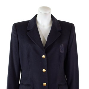 ESCADA Sport, midnight blue wool and cashmere blazer, embroidered patch / vintage 90s / M - L / Escada sailor style captain