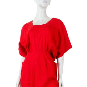 DOROTHEE BIS Jacobson dress, bright red linen, kimono sleeves / 38 - M / Dorothée Bis