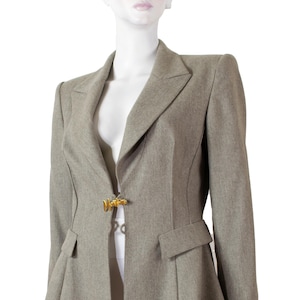 Claude MONTANA sand beige pure wool jacket with peplums / vintage 90s / 40s - ML / Montana, structured shoulder