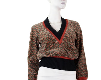 70s KENZO liberty velvet and wool blend sweater, RARE / vintage 70s / Kenzo