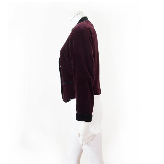 KENZO spencer jacket in dark burgundy shaved velv… - image 3