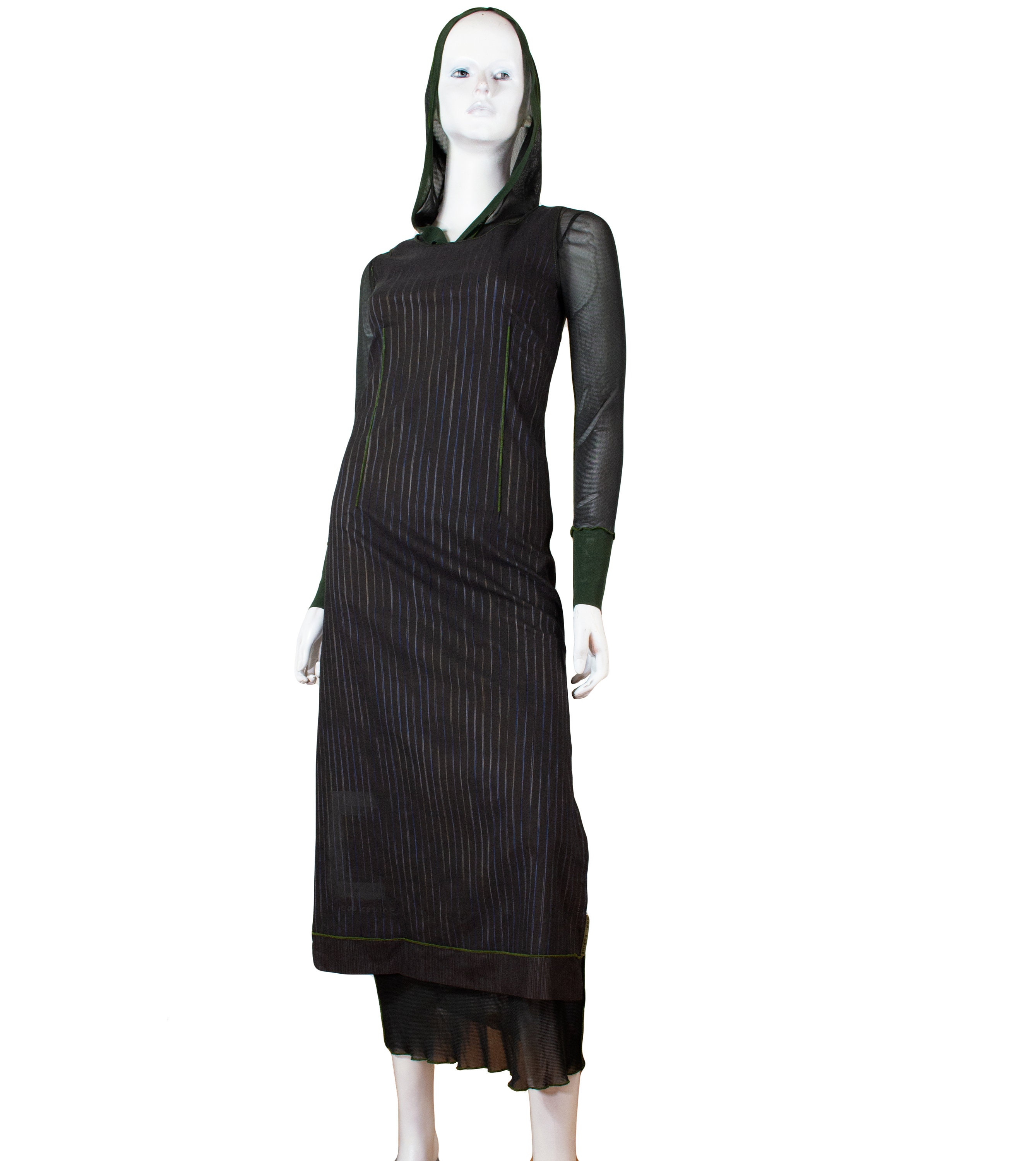 COP COPINE 2 Knit Dresses With Hood and Brown, Green Overdress 