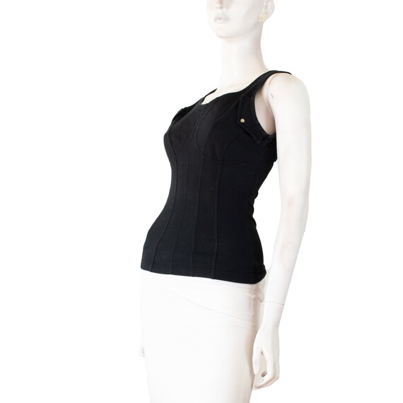 Thierry MUGLER Activ tank top, black cotton corse… - image 6