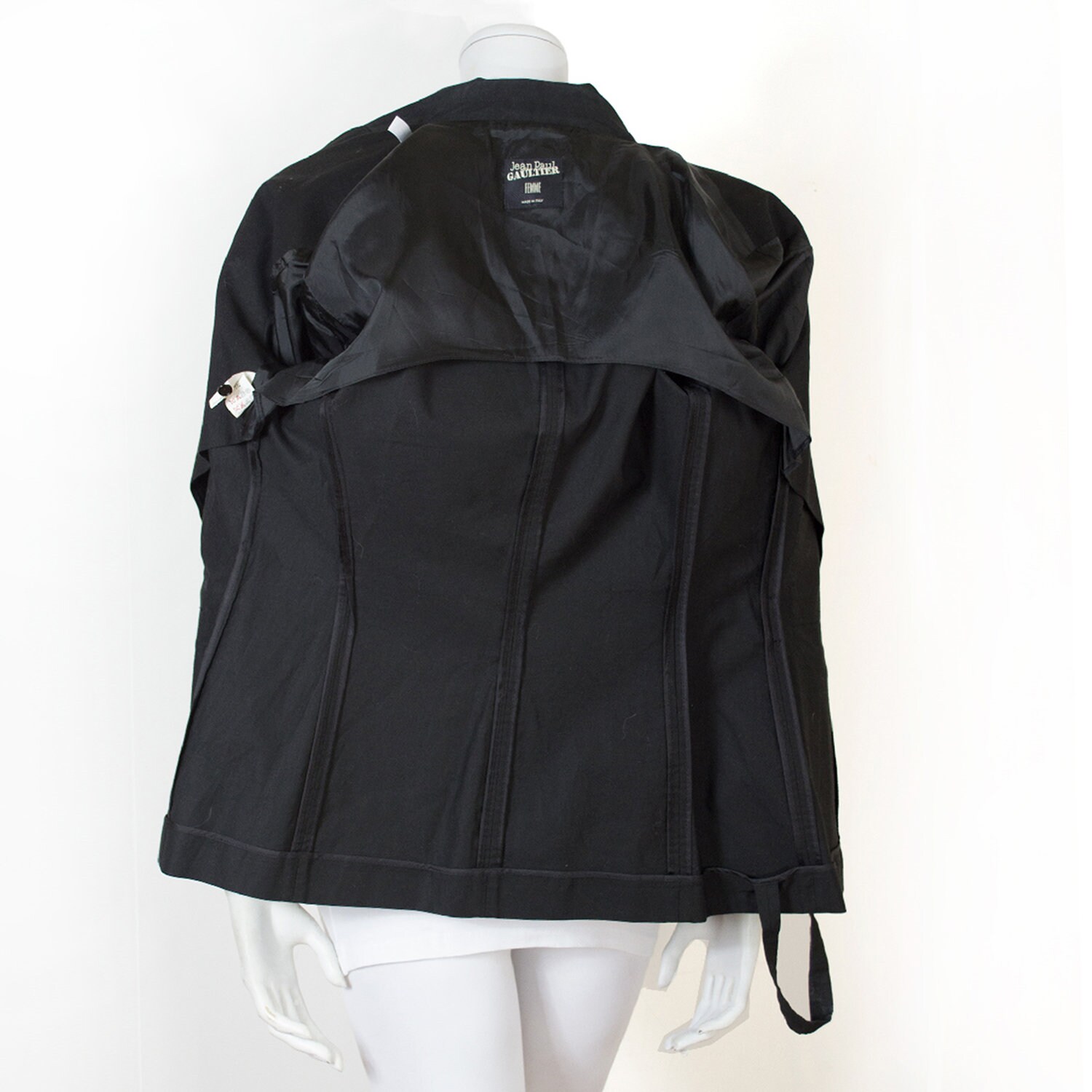 Jean-paul GAULTIER Cotton Deep Black Jacket Multi Pockets Ziped