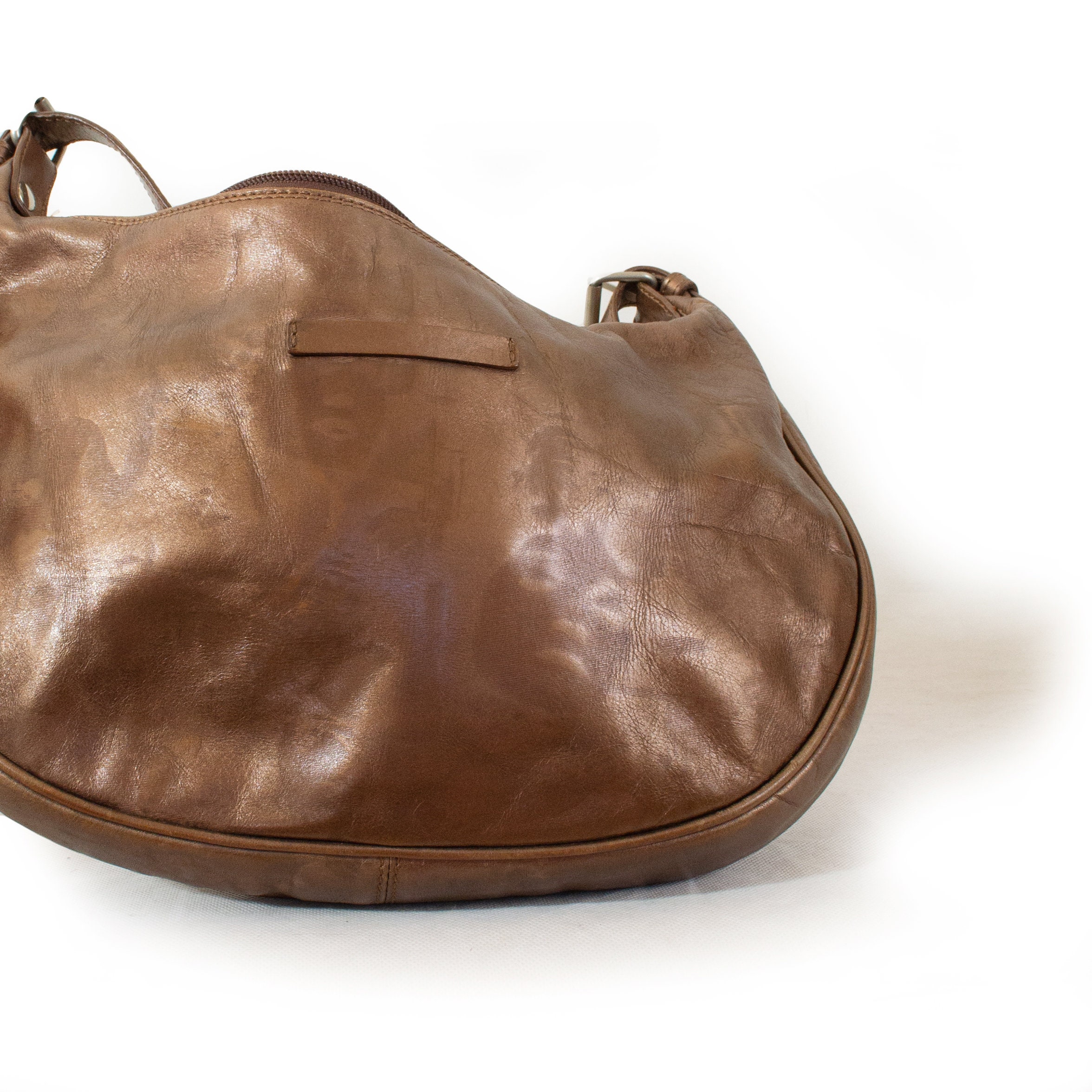 Jean Paul GAULTIER Bronze Leather Bag, Engraved Faces, Iconic / 99 