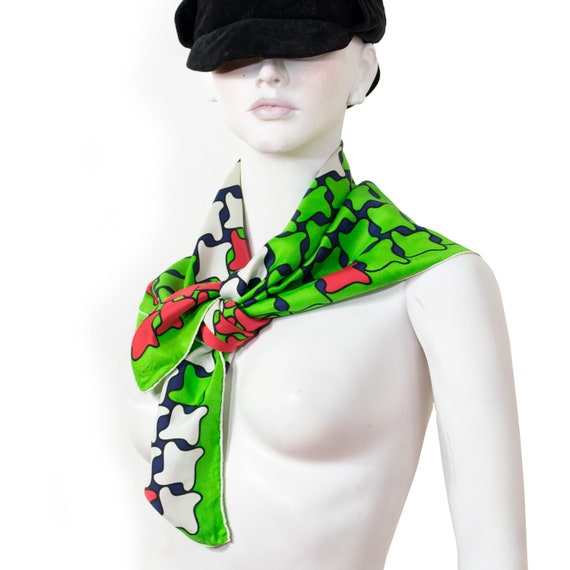 Foulard Carré En Soie Vintage Jean Patou - Roulotté - Multicolore - Occasion
