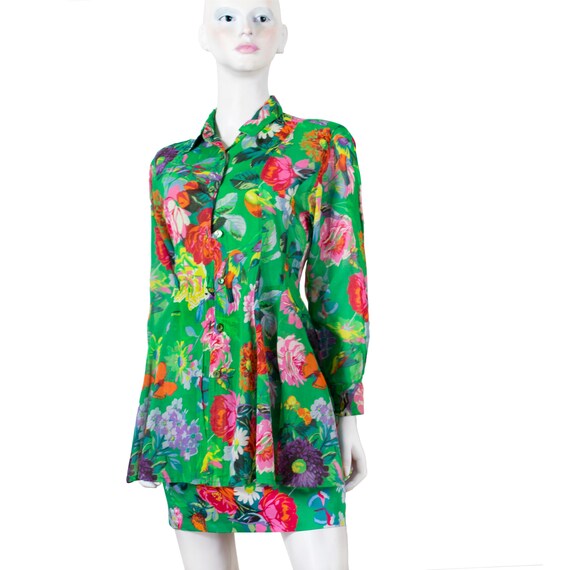 KENZO Set of Long Tunic and Short Skirt Batist Cotton Meadow Green