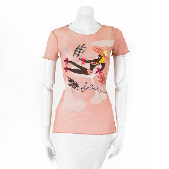 Top Jean Paul GAULTIER mesh with patchwork pin up