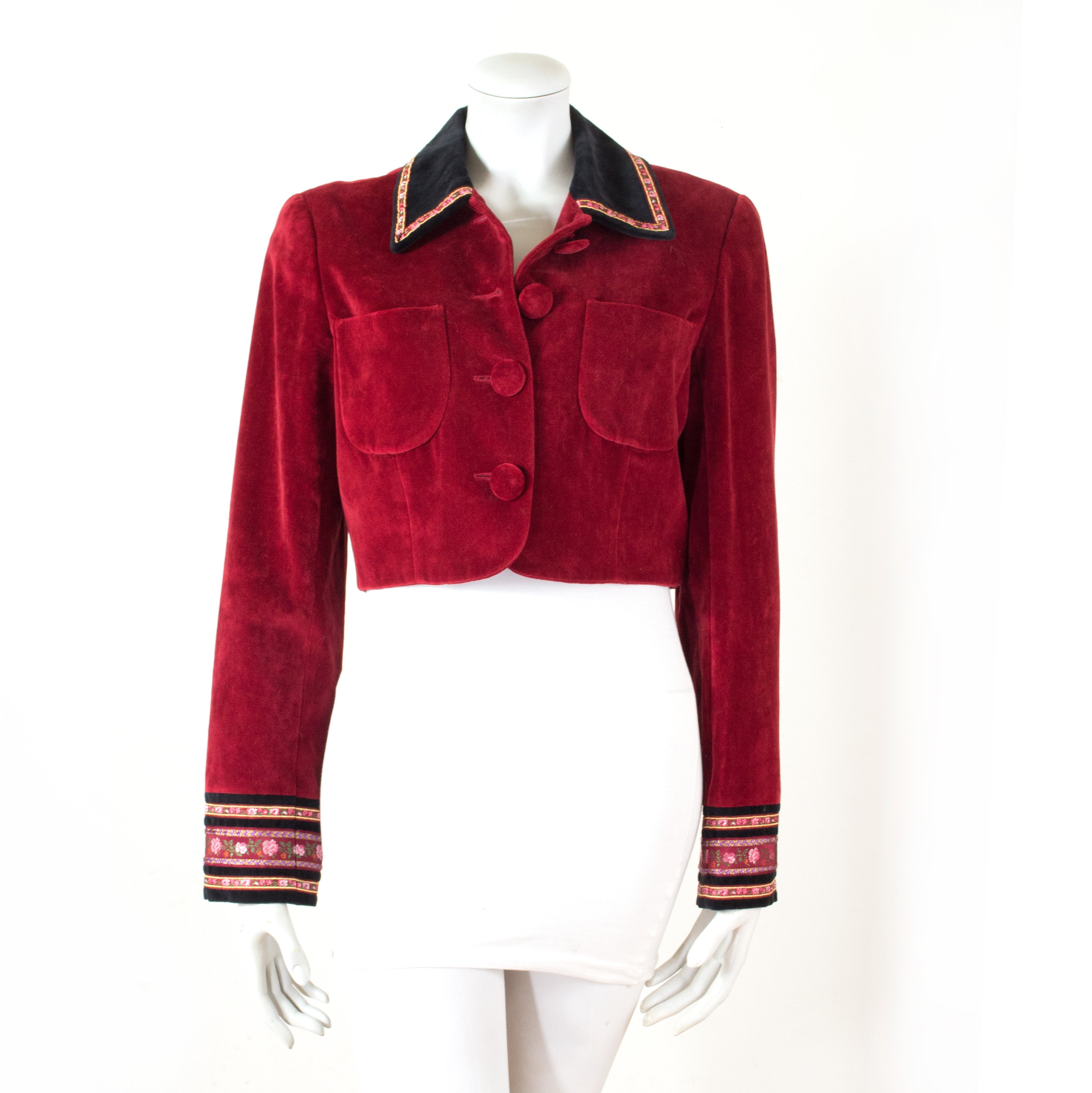 Veste spencer KENZO Jungle velours rase rouge Japon profond broderies 90s 38 40 M L Kenzo Etsy France