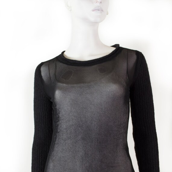 Top Jean Paul Gaultier Black and alpaca mesh / 90… - image 2