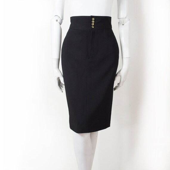 black jean midi skirt