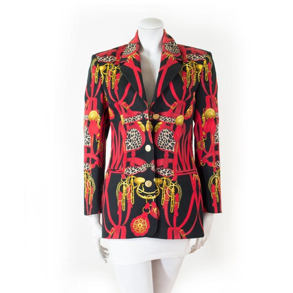 Fitted jacket LAURÈL Escada red baroque equestrian patterns | Etsy