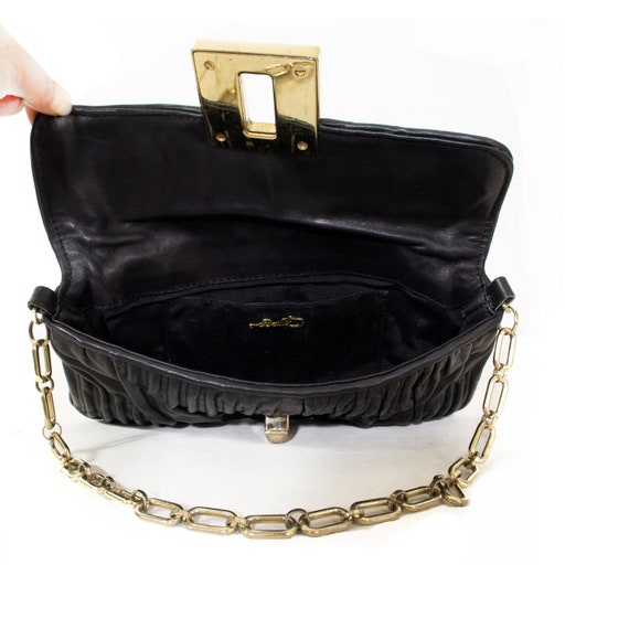 Rectangular BALLY Bag Pleated Black Lamb Leather Link Handle Imitation Lucite Vintage 60s Etsy Israel