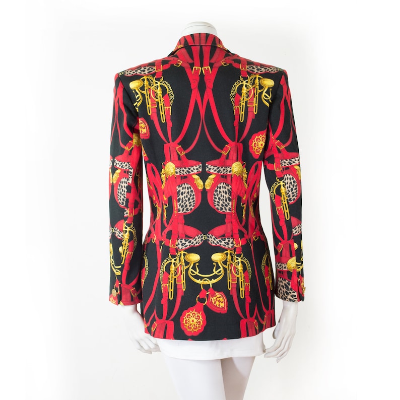 Fitted Jacket LAURÈL escada Red Baroque Equestrian Patterns / 80-90s ...