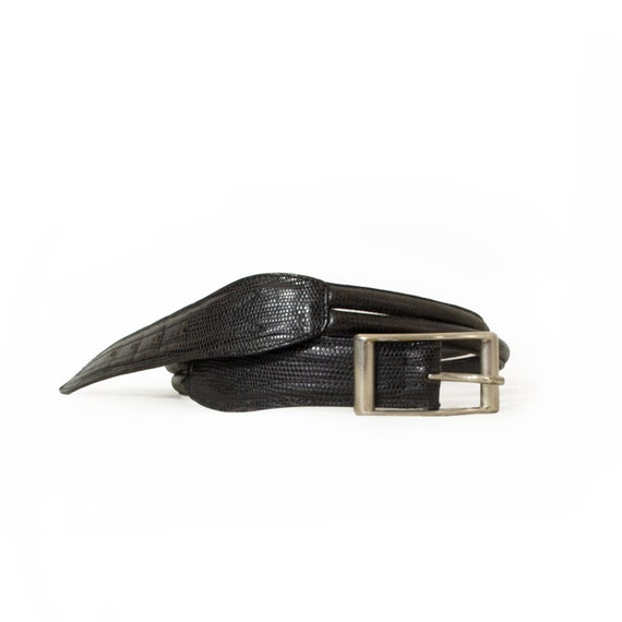 Jean Paul GAULTIER Double Belt Black Leather Snake Print  display picture 2