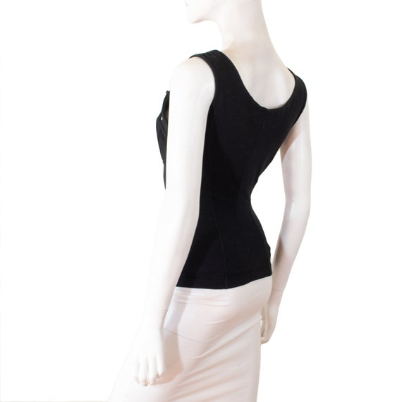 Thierry MUGLER Activ tank top, black cotton corse… - image 5