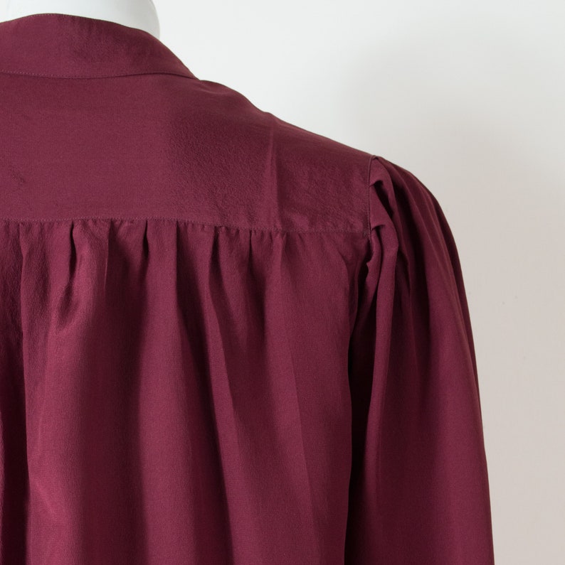 Nina RICCI blouse to tie in burgundy silk S M 70s-80 Nina Ricci